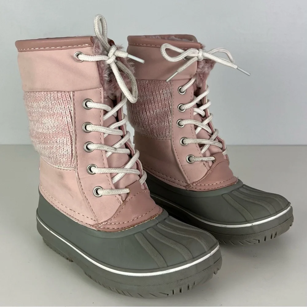 LONDON FOG PINK SPARKLY WARM LINED SNOWBOOTS - Picture 2 of 11